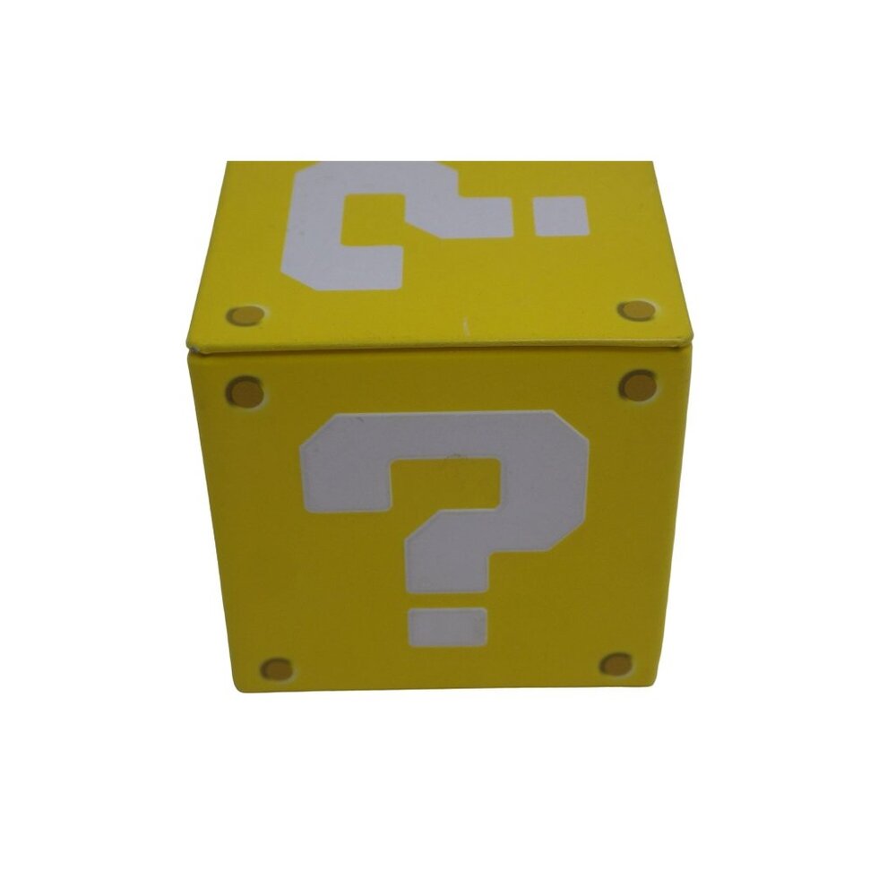 Super Mario bros Cube Candy Tin Yellow Nintendo 2016 Question Mark Trinket box